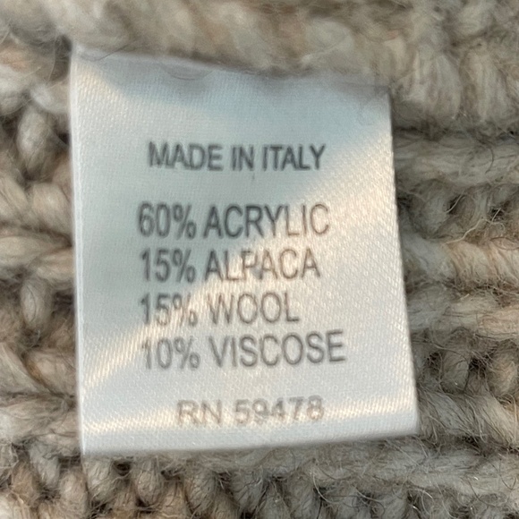 Elsamanda  Beige Zip Up Cable Knit Sweater Vest-Alpaca Wool Blend- Italy-Small - Picture 10 of 11